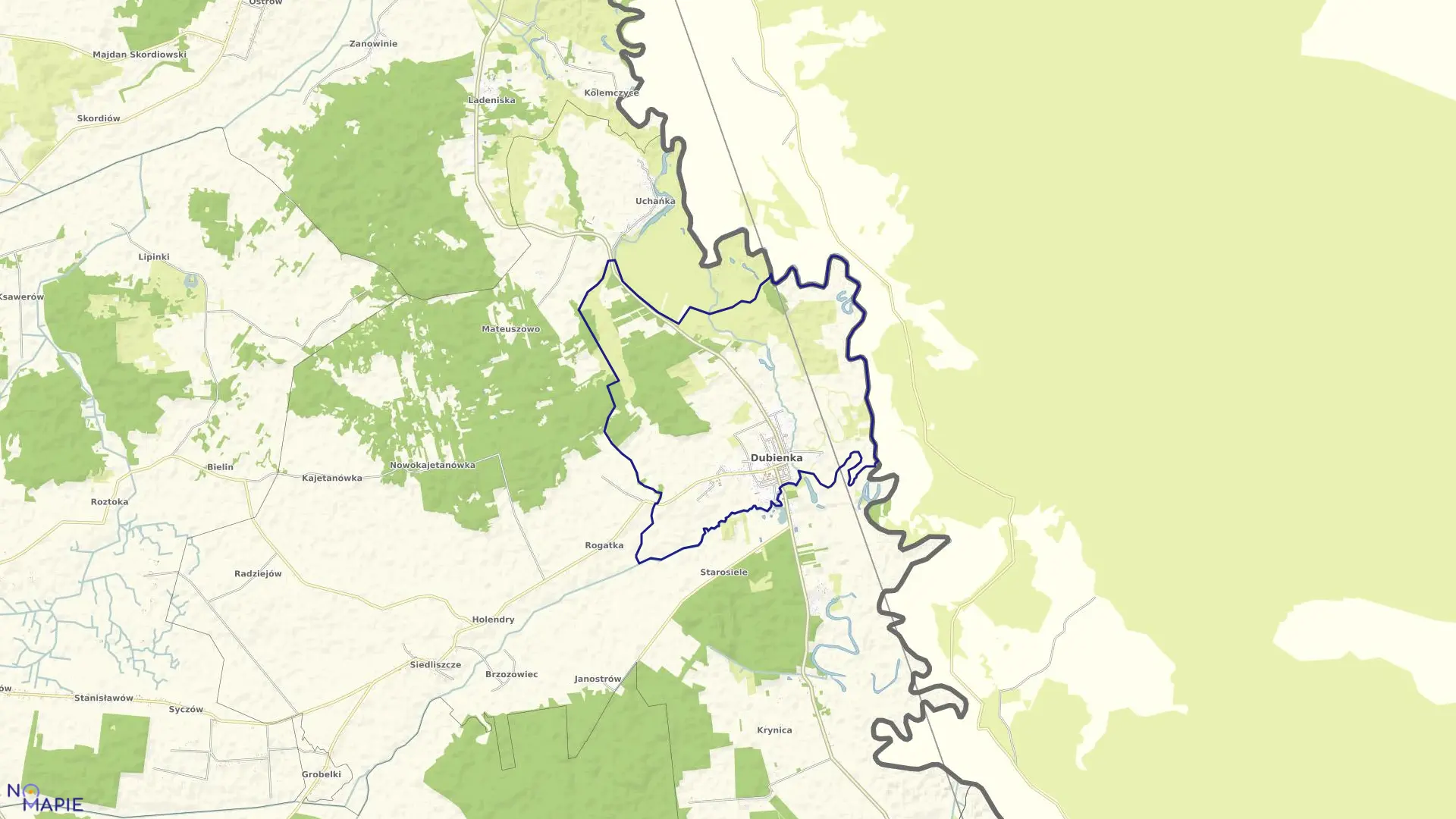 Mapa obrębu DUBIENKA w gminie Dubienka