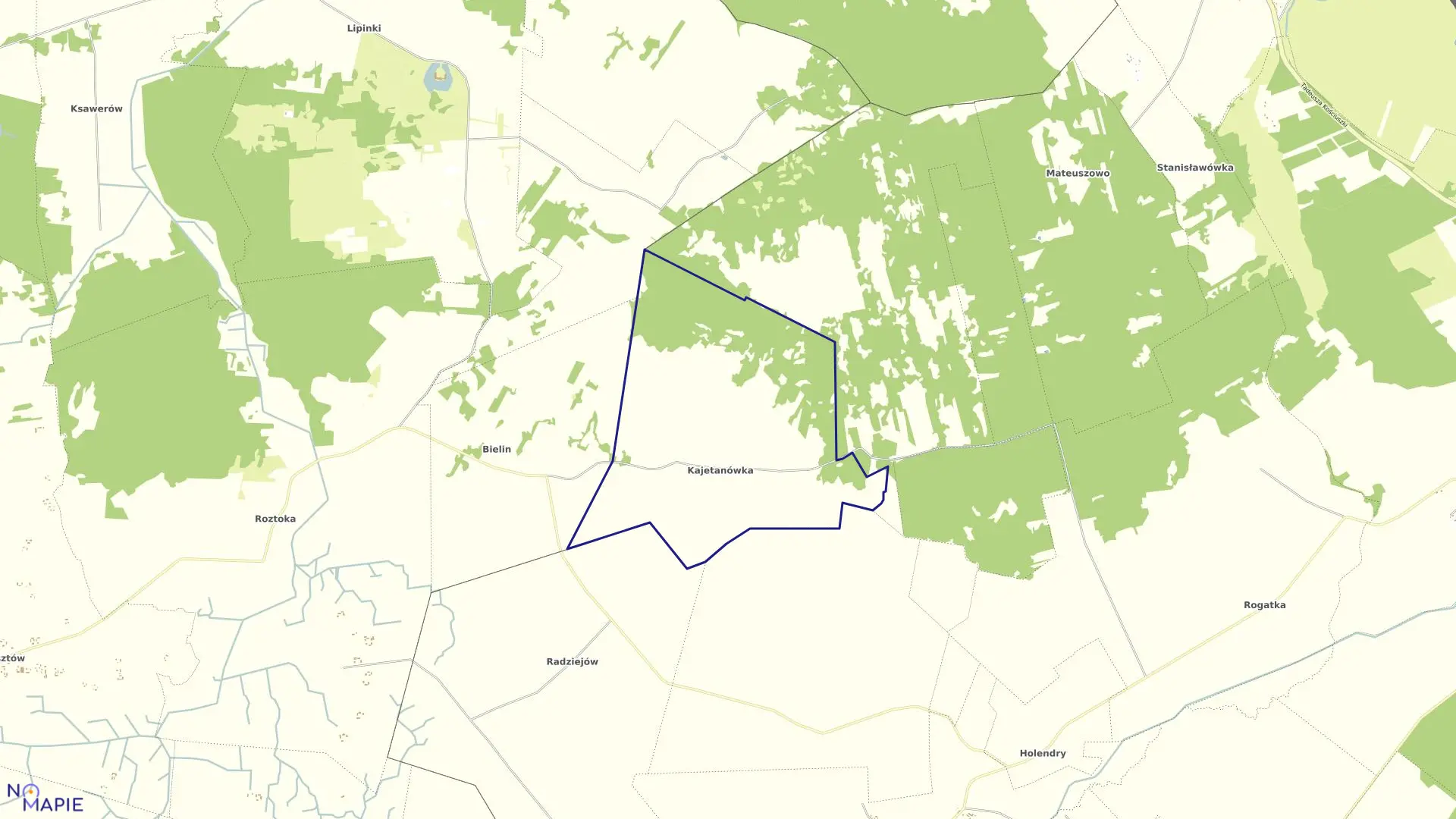 Mapa obrębu KAJETANÓWKA w gminie Dubienka