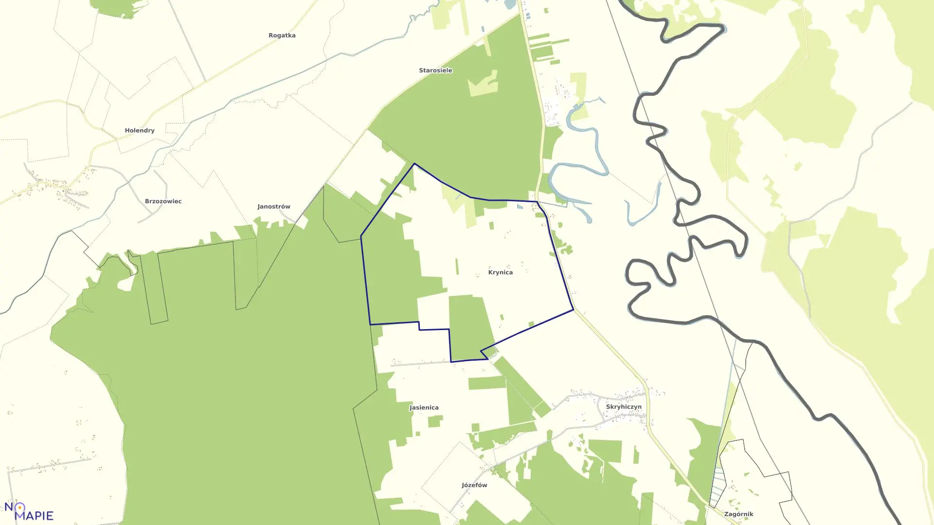 Mapa obrębu KRYNICA w gminie Dubienka