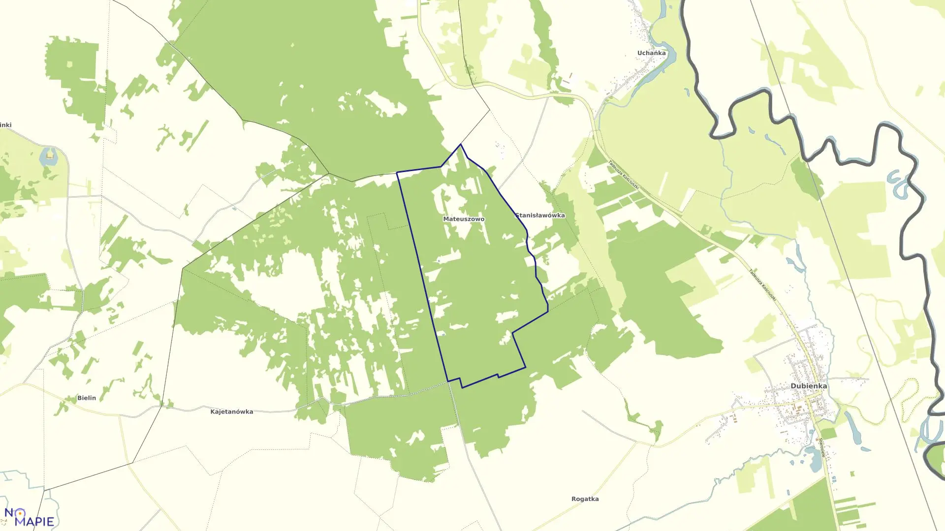 Mapa obrębu MATEUSZOWO w gminie Dubienka