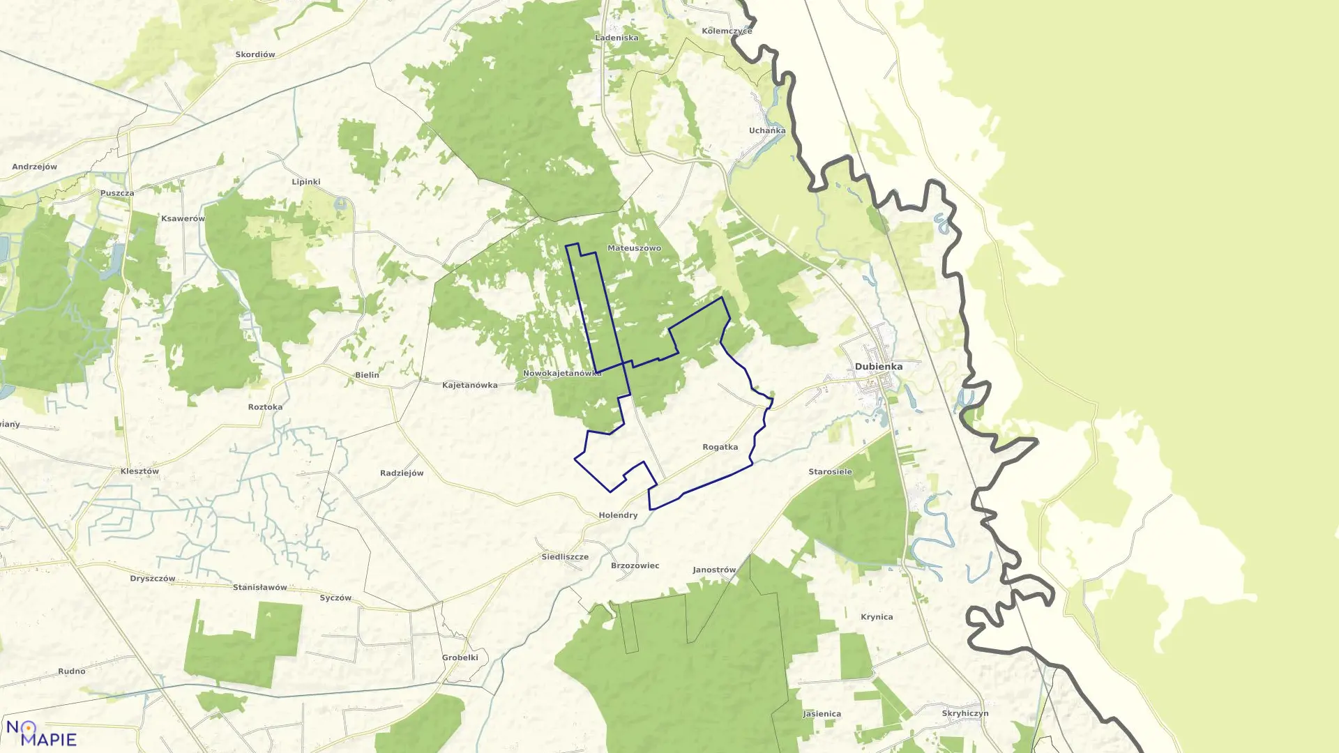 Mapa obrębu ROGATKA w gminie Dubienka