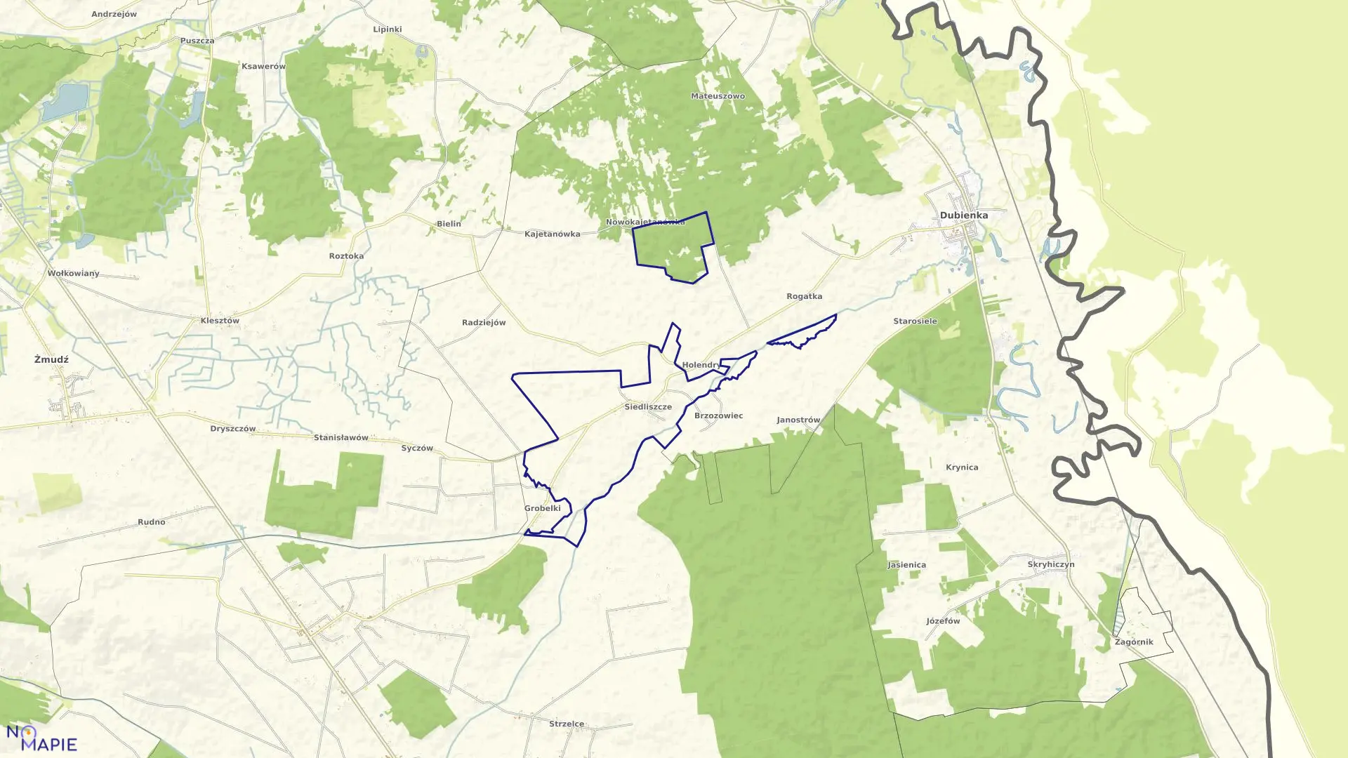 Mapa obrębu SIEDLISZCZE w gminie Dubienka